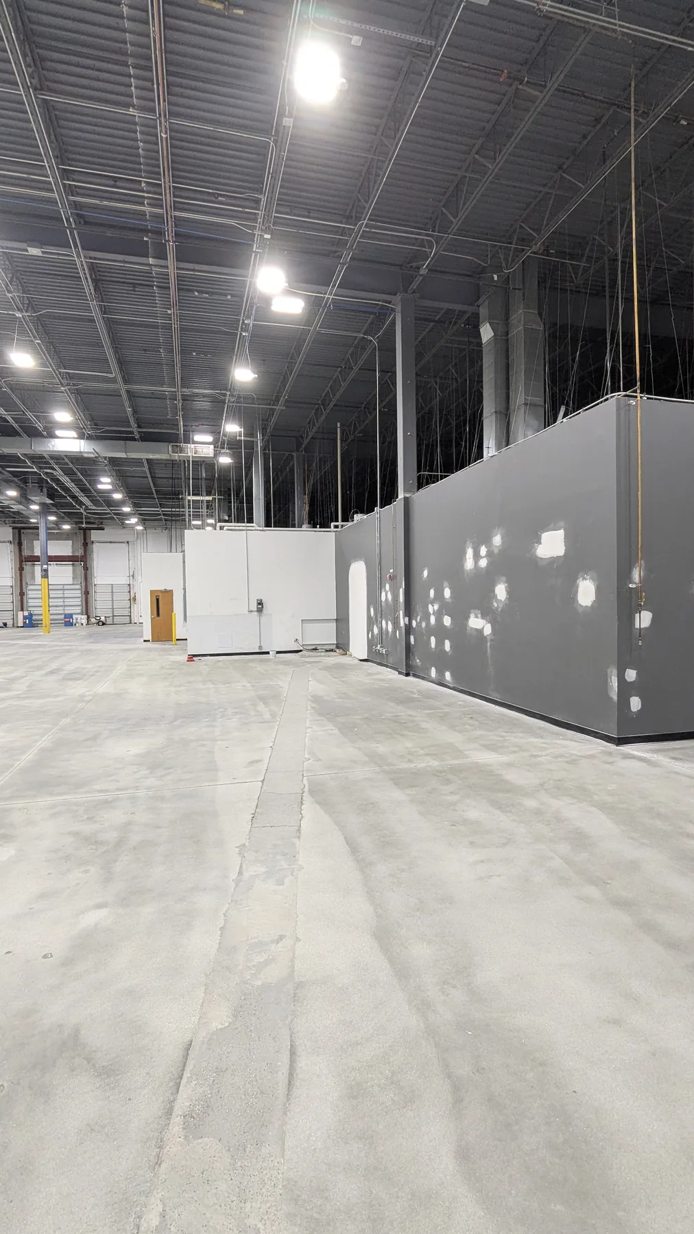 Commercial interior partition walls with patching in progress