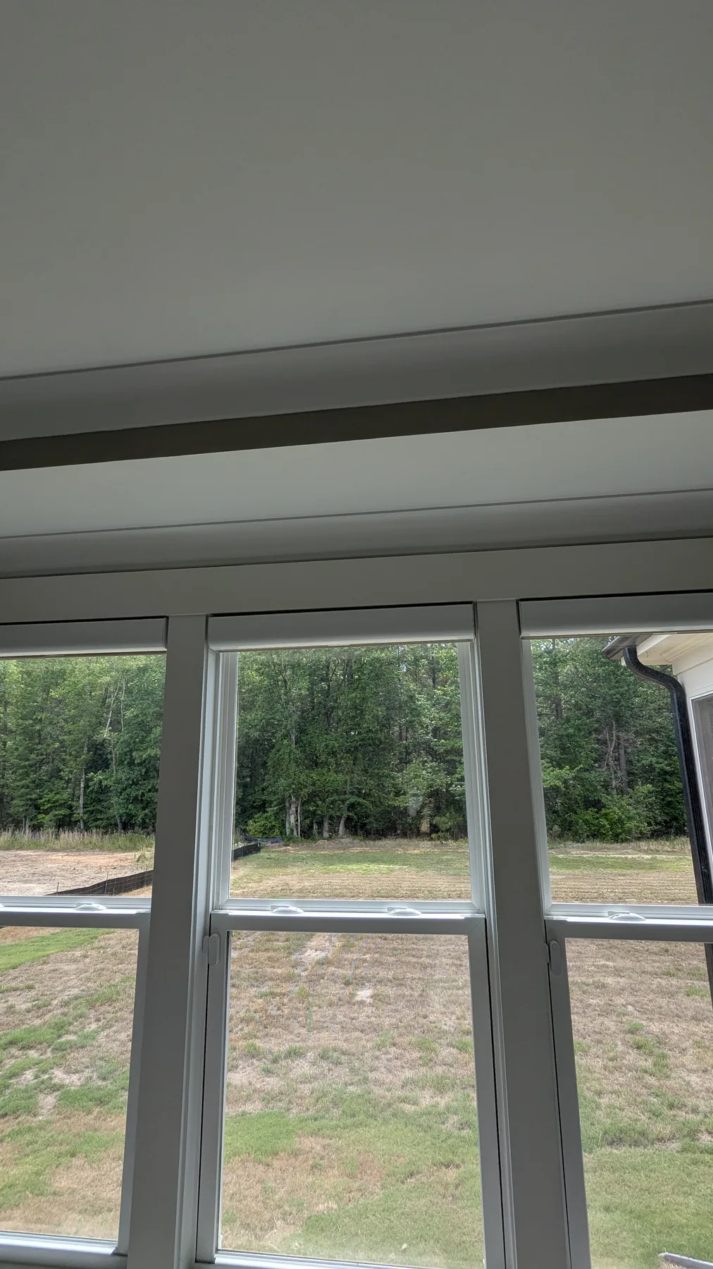 Painted wall and trim around a group of windows